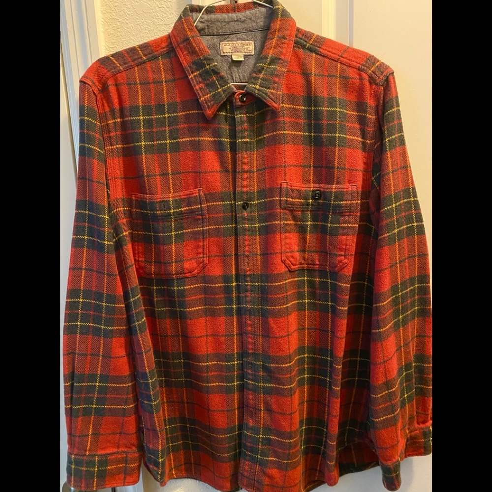 WALLACE & BARNES MEN’S PLAID SHIRT / EXTRA LARGE / RED